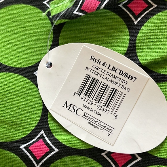 NWT Circle Diamond Patterned Large Canvas Laundry bag - Picture 3 of 4